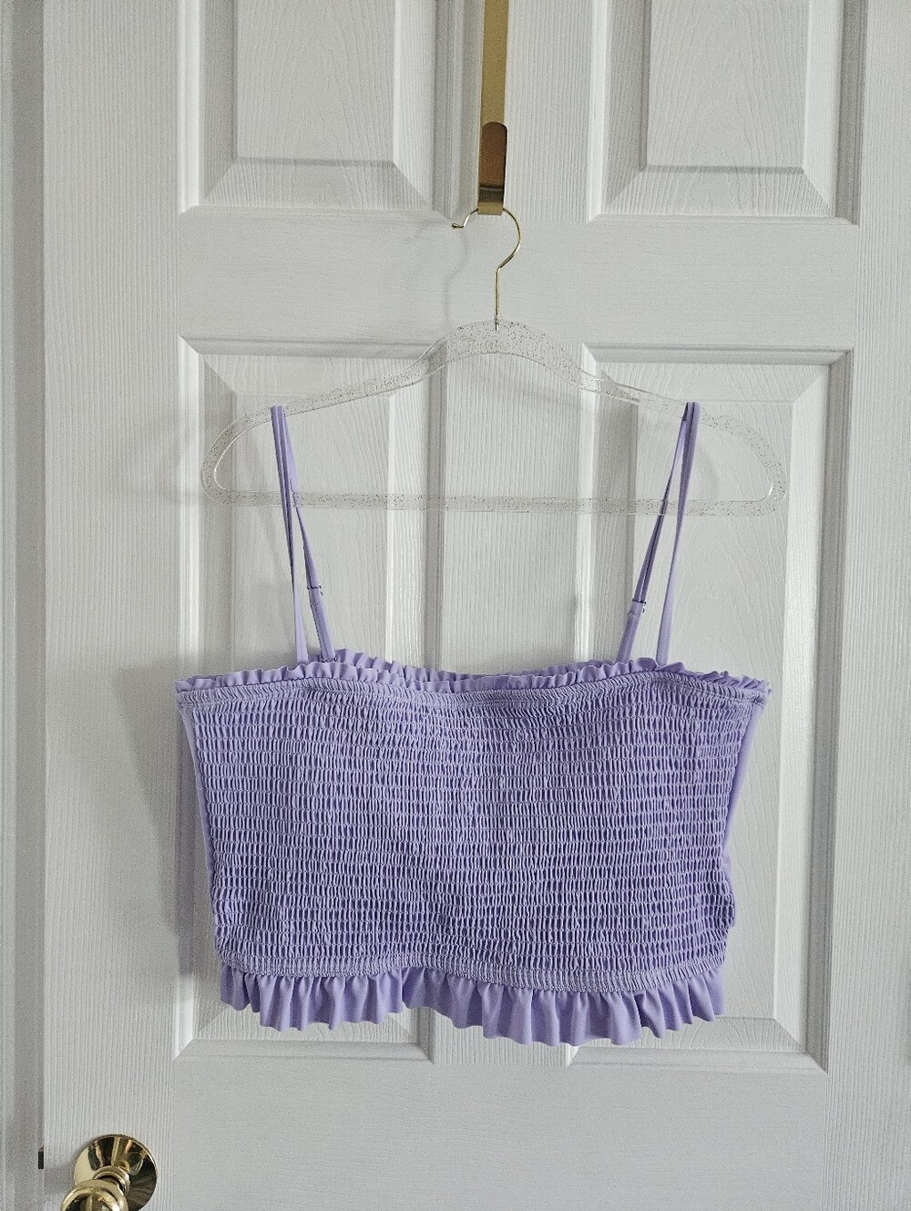 NWT Decree Lilac Smocked Bathing Suit Bikini Top